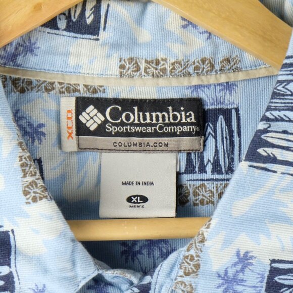 Columbia Shirt Mens Extra Large Blue Button Up Hawaiian Tropical Surfing Xco 90S - Picture 7 of 8